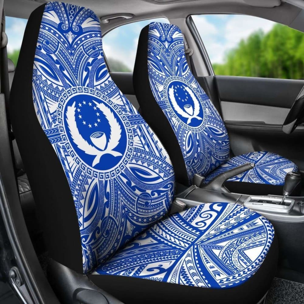 Pohnpei Car Seat Cover - Pohnpei Coat Of Arms Polynesian Flag Color