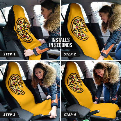 Amazing Pizza Pattern Yellow Background Car Seat Covers Style