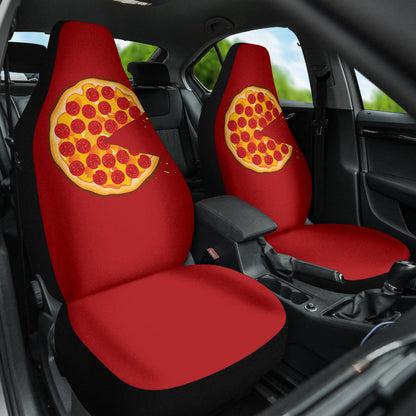 Pizza Pattern Design Red Background Car Seat Covers