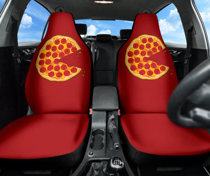 Pizza Pattern Design Red Background Car Seat Covers