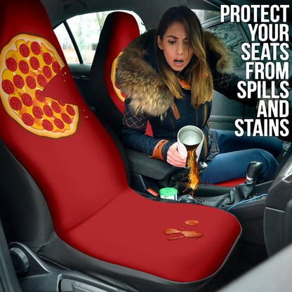 Pizza Pattern Design Red Background Car Seat Covers