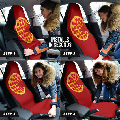 Pizza Pattern Design Red Background Car Seat Covers