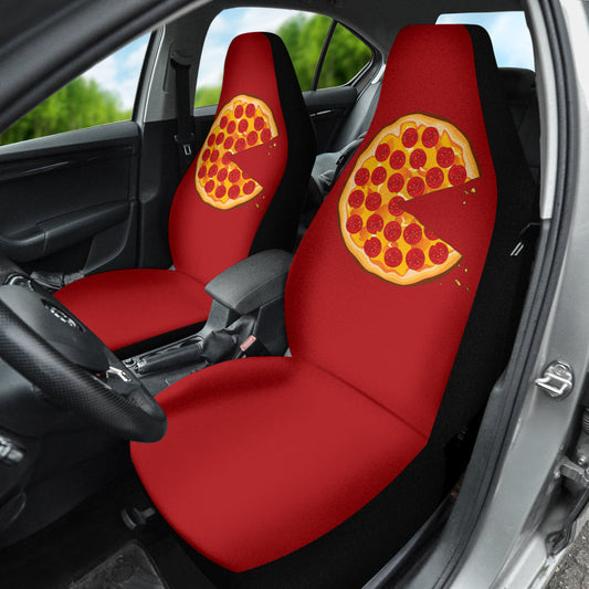Pizza Pattern Design Red Background Car Seat Covers