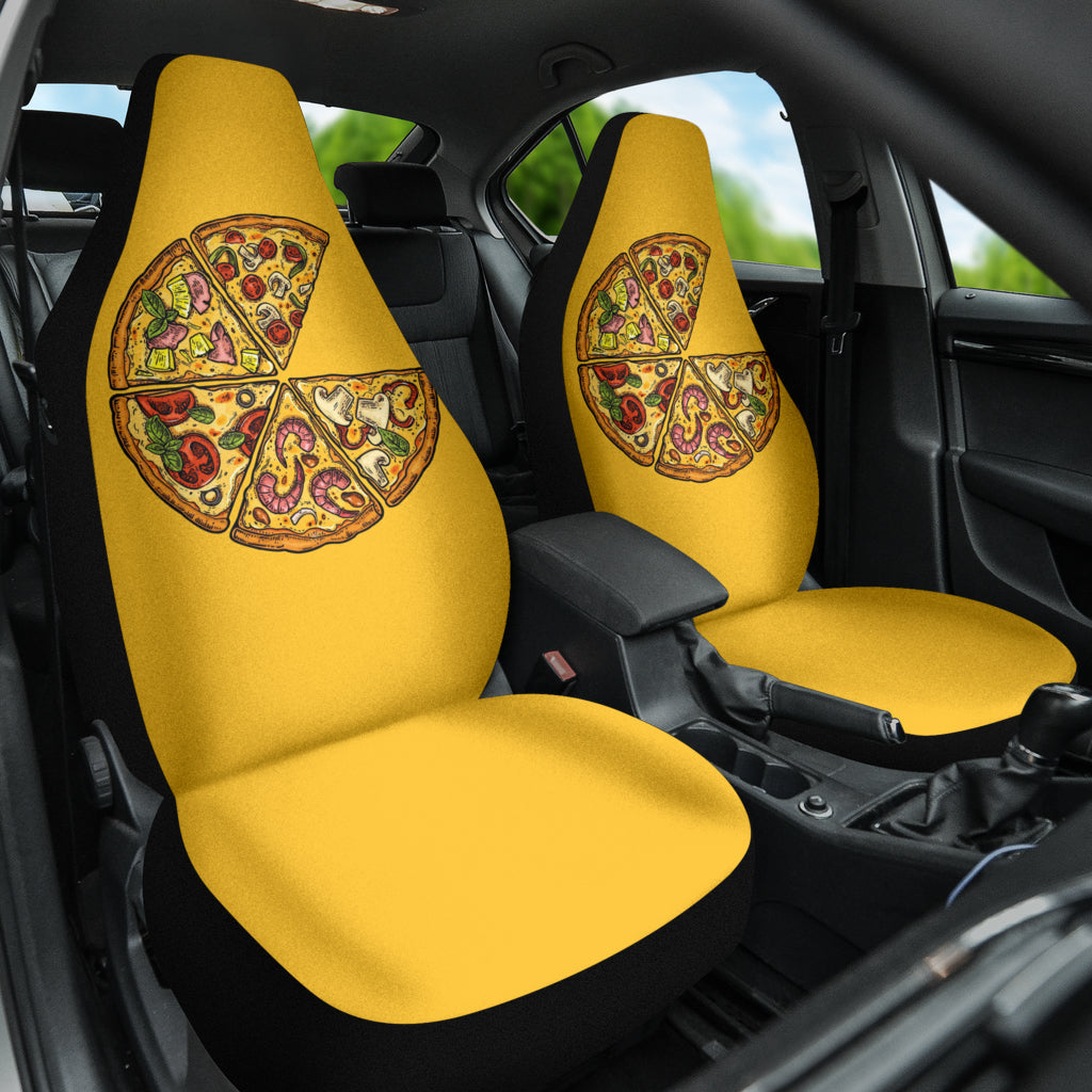Amazing Pizza Pattern Yellow Background Car Seat Covers Style