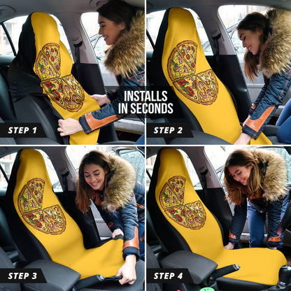 Amazing Pizza Pattern Yellow Background Car Seat Covers Style