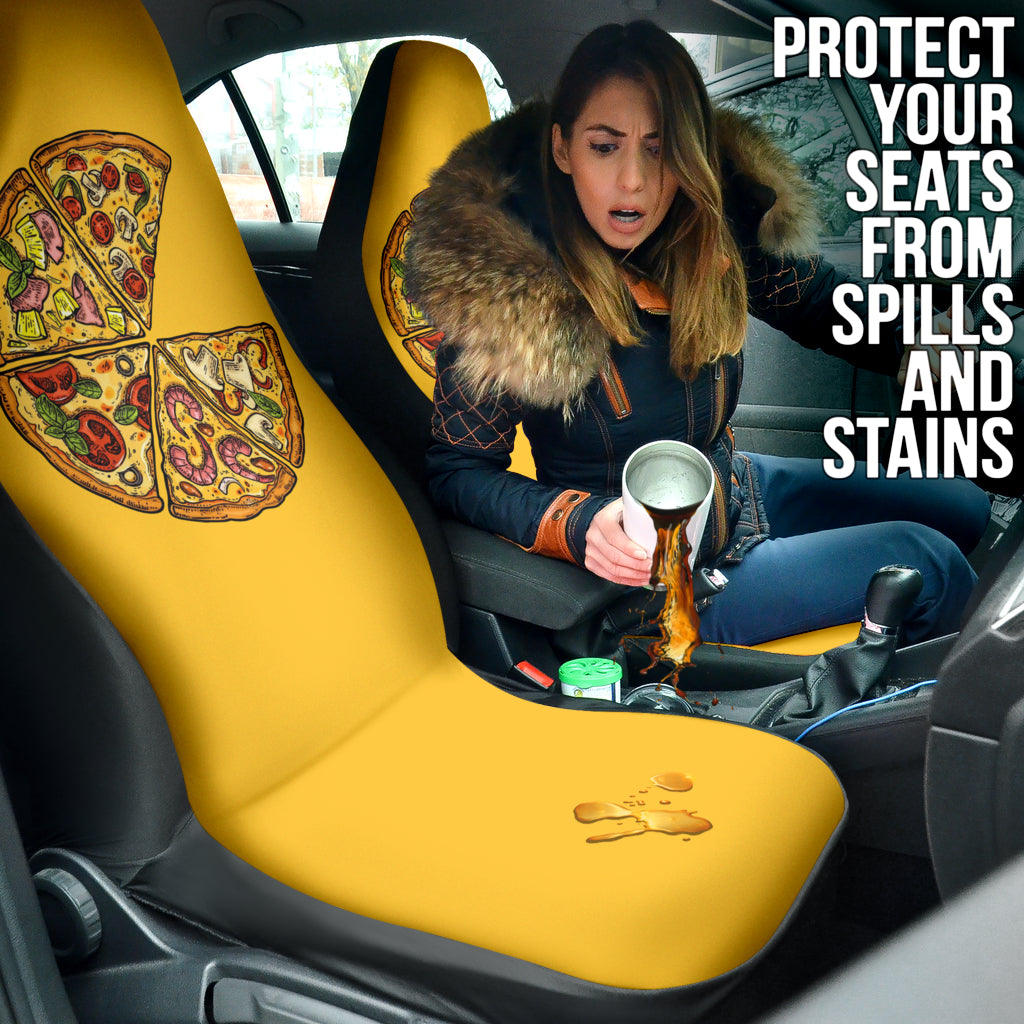 Amazing Pizza Pattern Yellow Background Car Seat Covers Style