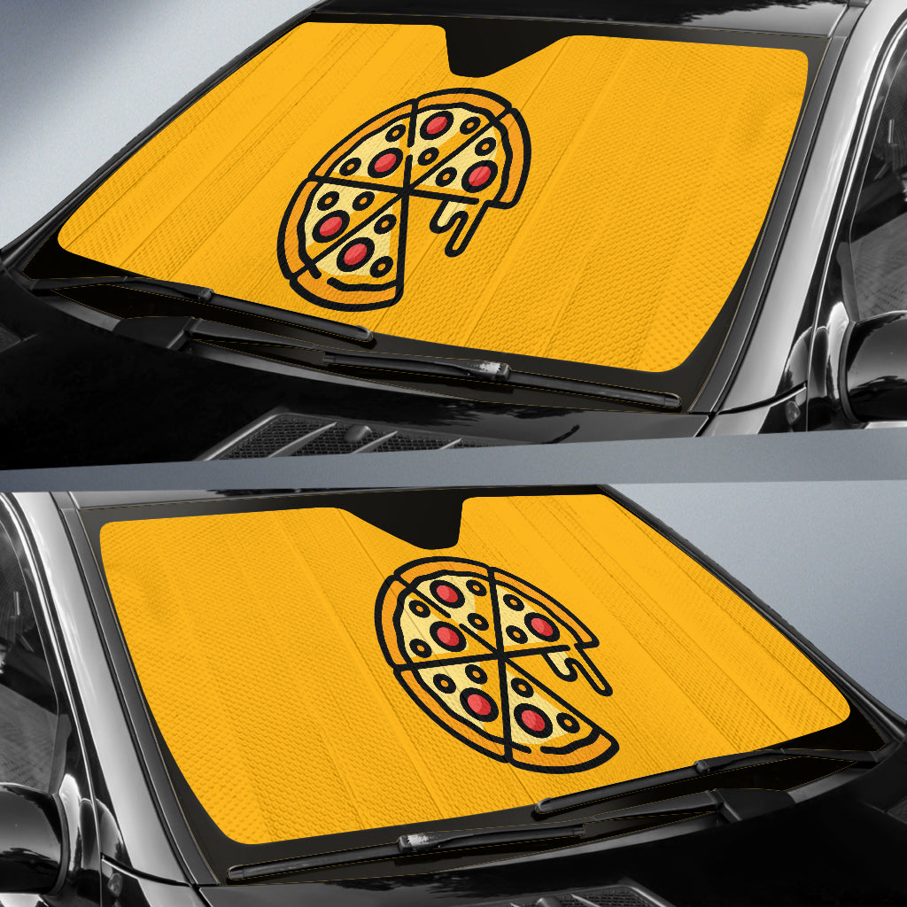 Amazing Pizza Pattern Yellow Background Car Auto Sun Shades Style