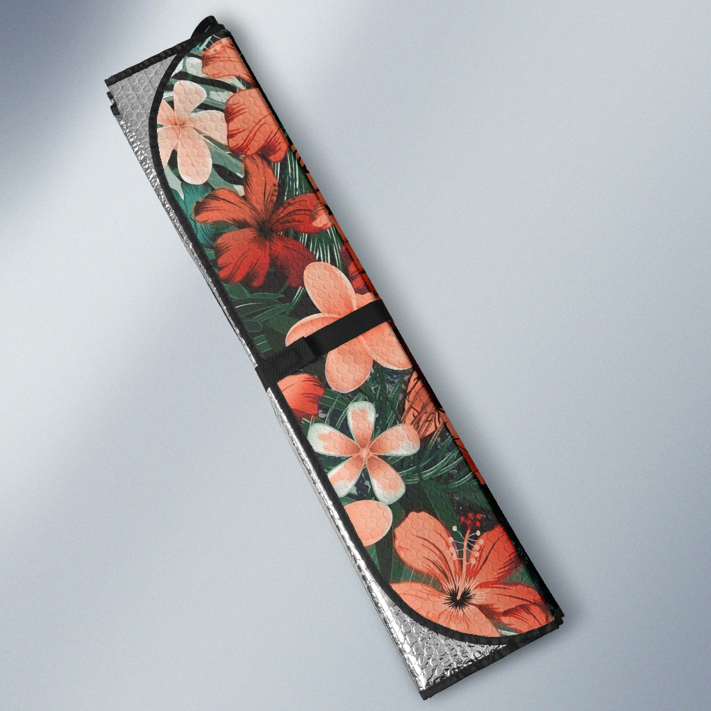 Amazing Kanaka Maoli Hawaiian Sea Turtle Tropical Hibiscus And Plumeria Flower Car Auto Sun Shades