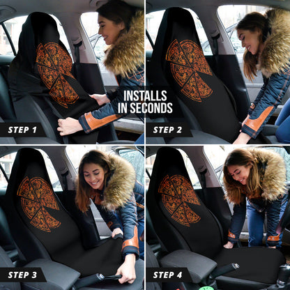Pizza Pattern Design Black Background Car Seat Covers
