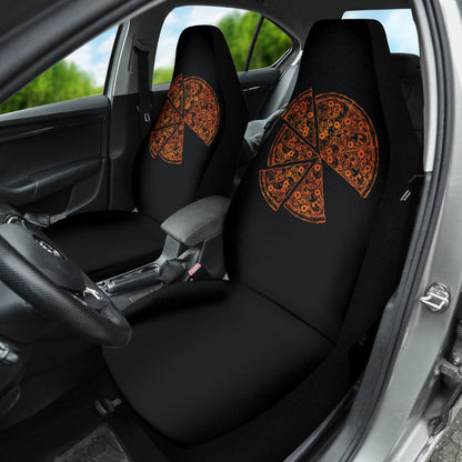 Pizza Pattern Design Black Background Car Seat Covers
