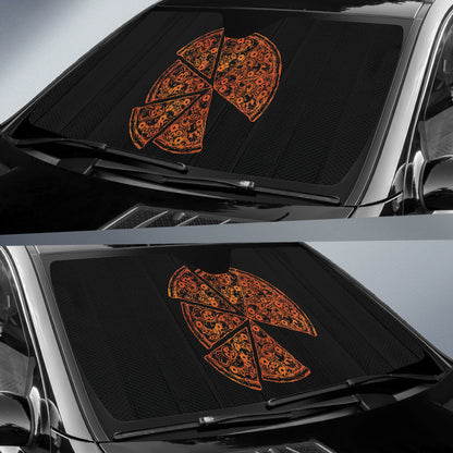 Pizza Pattern Design Black Background Car Auto Sun Shades