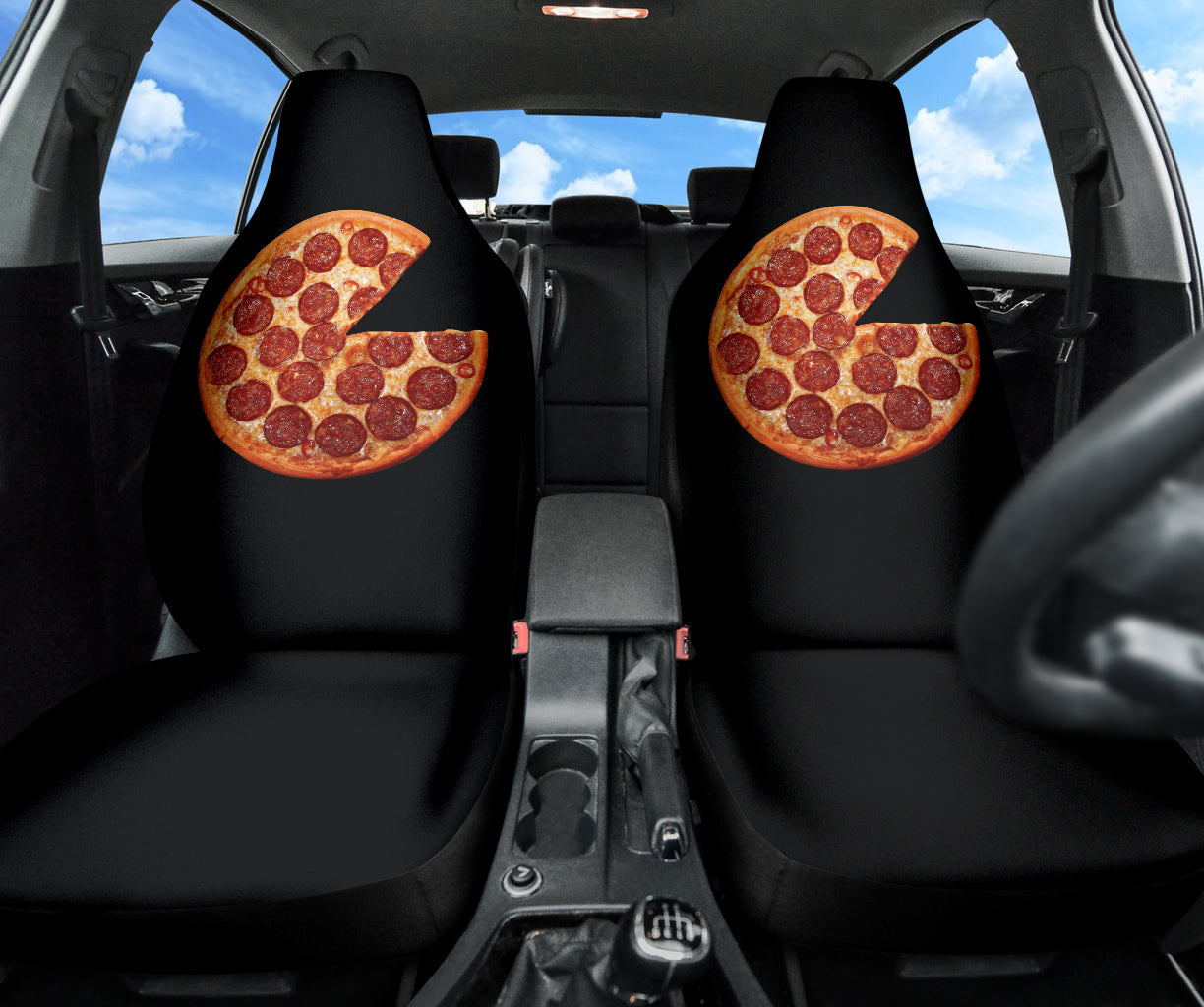 Delicious Pizza Black Background Car Seat Covers
