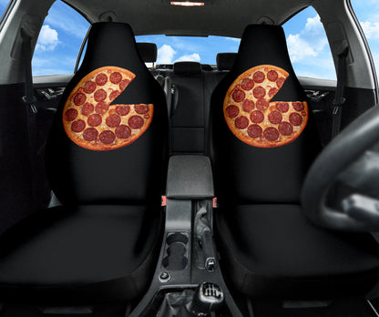 Delicious Pizza Black Background Car Seat Covers