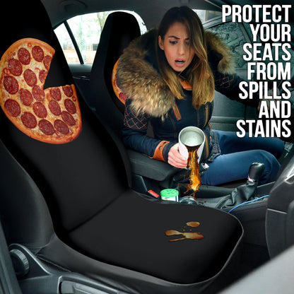 Delicious Pizza Black Background Car Seat Covers