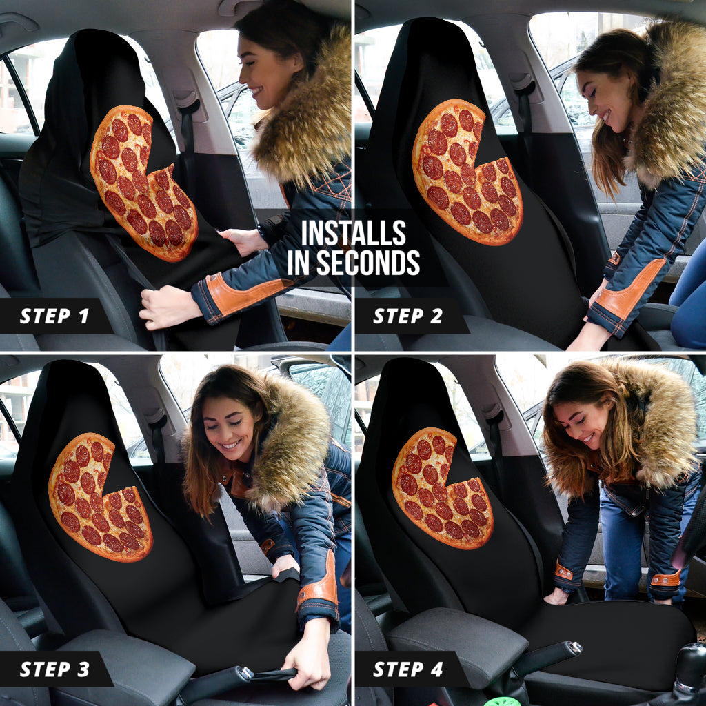 Delicious Pizza Black Background Car Seat Covers