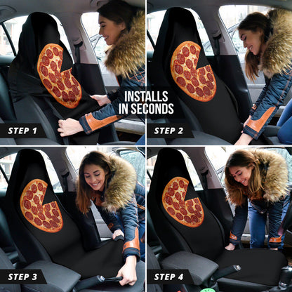Delicious Pizza Black Background Car Seat Covers