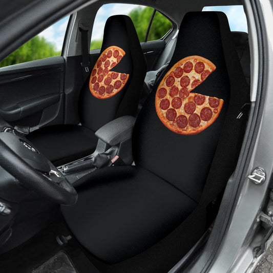 Delicious Pizza Black Background Car Seat Covers