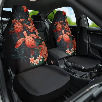 Amazing Kanaka Maoli Hawaiian Sea Turtle Tropical Hibiscus And Plumeria Flower Car Seat Covers