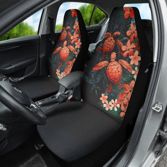 Amazing Kanaka Maoli Hawaiian Sea Turtle Tropical Hibiscus And Plumeria Flower Car Seat Covers