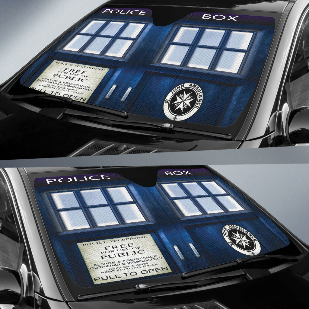 British Blue Vintage Police Box Tardis Doctor Who Car Auto Sun Shades