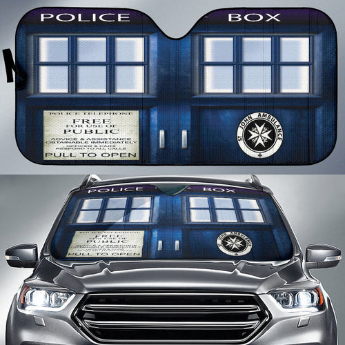 British Blue Vintage Police Box Tardis Doctor Who Car Auto Sun Shades