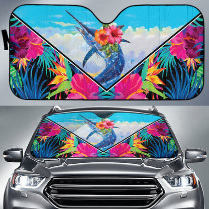 Fishing Car Auto Sun Shades Blue Marlin Hawaii Flowers