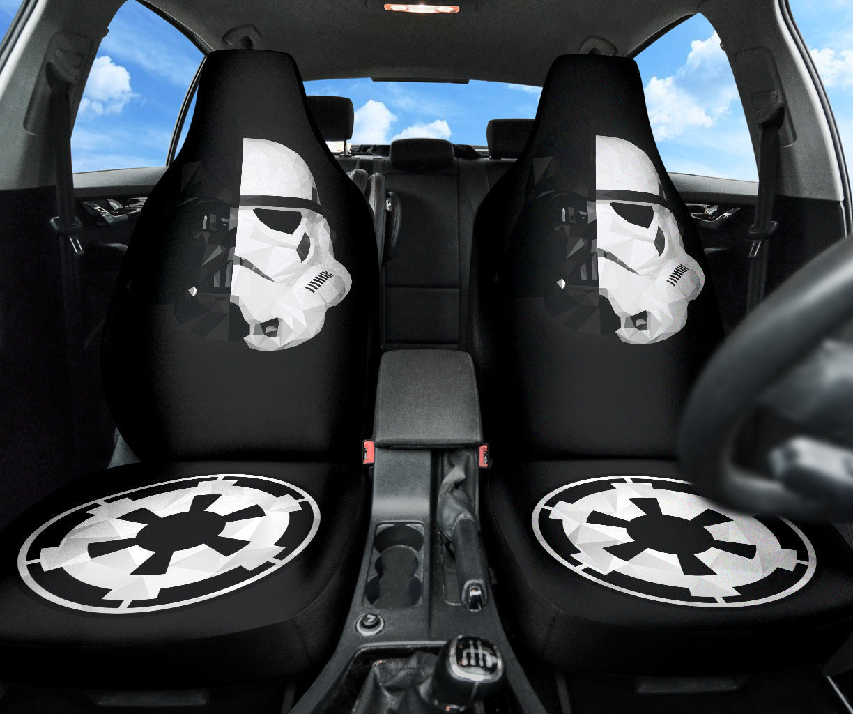 Stormtrooper Darth Vader Half Face with Galactic Empire Logo Star Wars Car Seat Covers