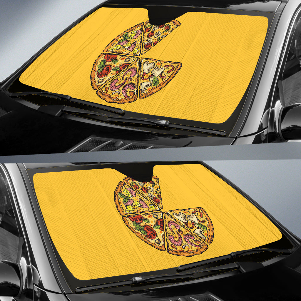 Amazing Pizza Pattern Yellow Background Car Auto Sun Shades Style