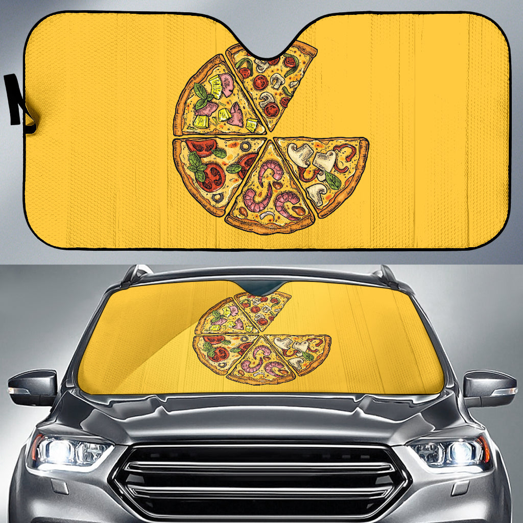Amazing Pizza Pattern Yellow Background Car Auto Sun Shades Style