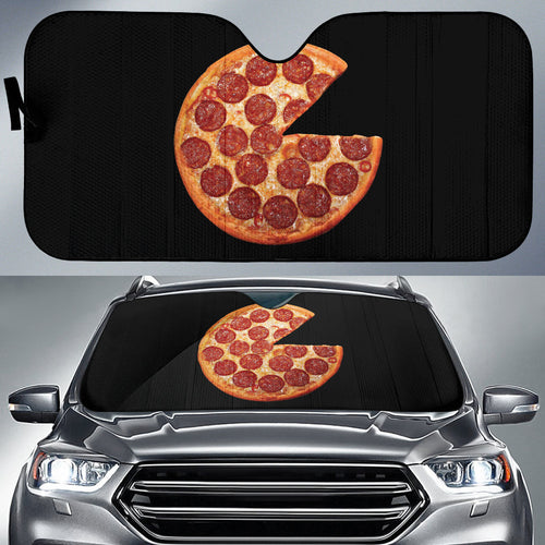 Delicious Pizza Black Background Car Auto Sun Shades
