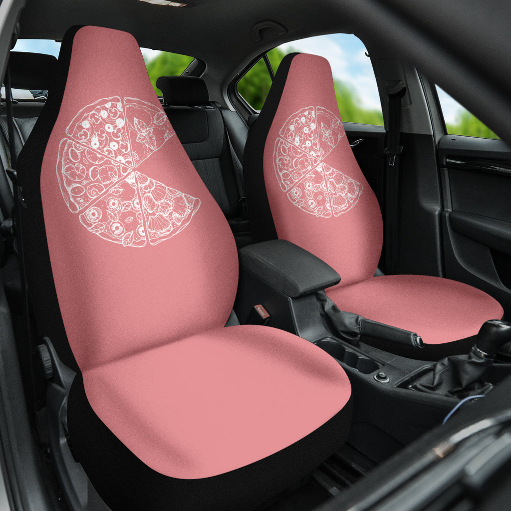 Pizza Pattern Design Pink Background Car Seat Covers