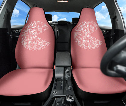 Pizza Pattern Design Pink Background Car Seat Covers