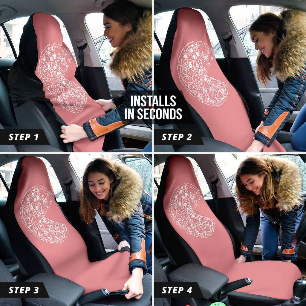Pizza Pattern Design Pink Background Car Seat Covers