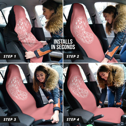 Pizza Pattern Design Pink Background Car Seat Covers