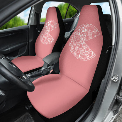 Pizza Pattern Design Pink Background Car Seat Covers
