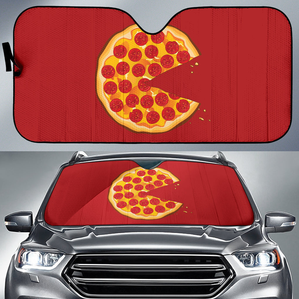 Pizza Pattern Design Red Background Car Auto Sun Shades