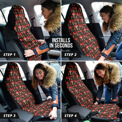 Red Mushroom Car Seat Covers