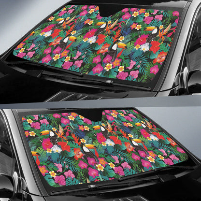 Hibicus Toucan Colorful Car Auto Sun Shades