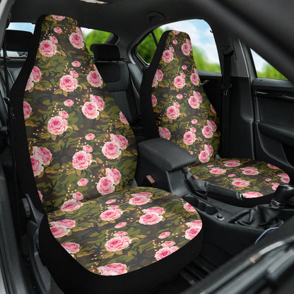 Pink Rose Camo Green Car Auto Seat Covers