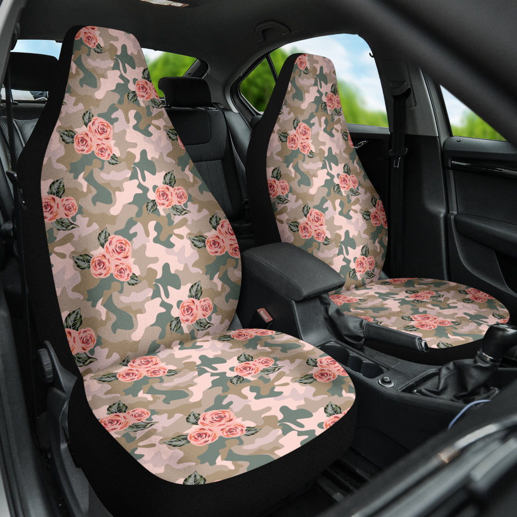 Orange Rose Camo Car Seat Covers