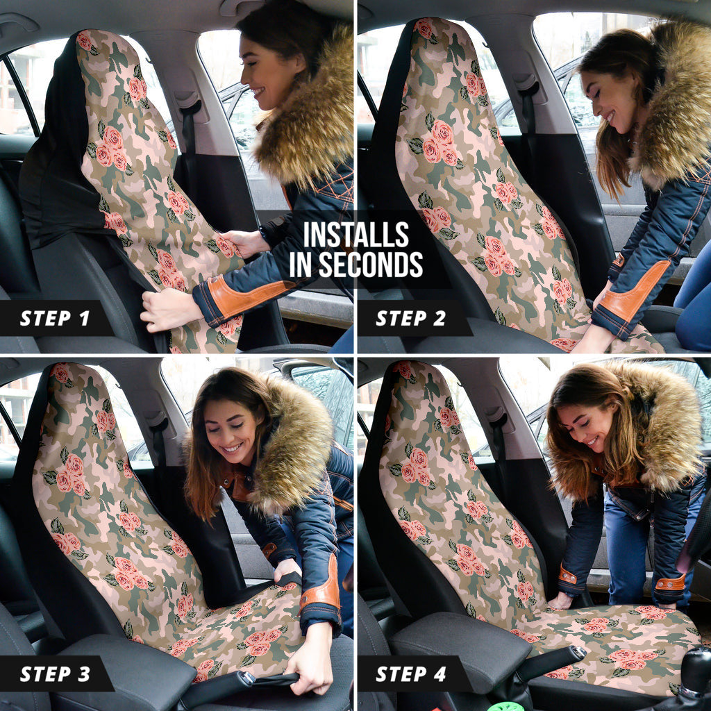 Orange Rose Camo Car Seat Covers