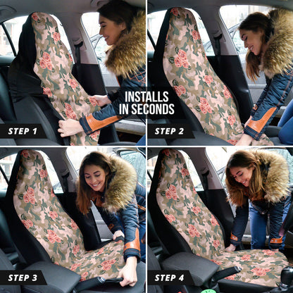 Orange Rose Camo Car Seat Covers