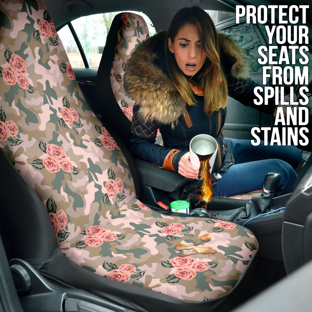 Orange Rose Camo Car Seat Covers