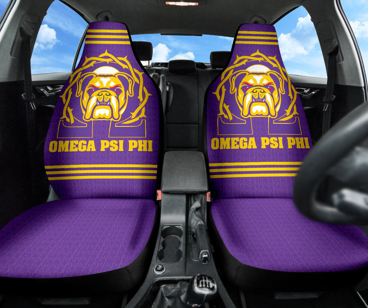 Omega Psi Phi BullDog Royal Purple Car Seat Covers