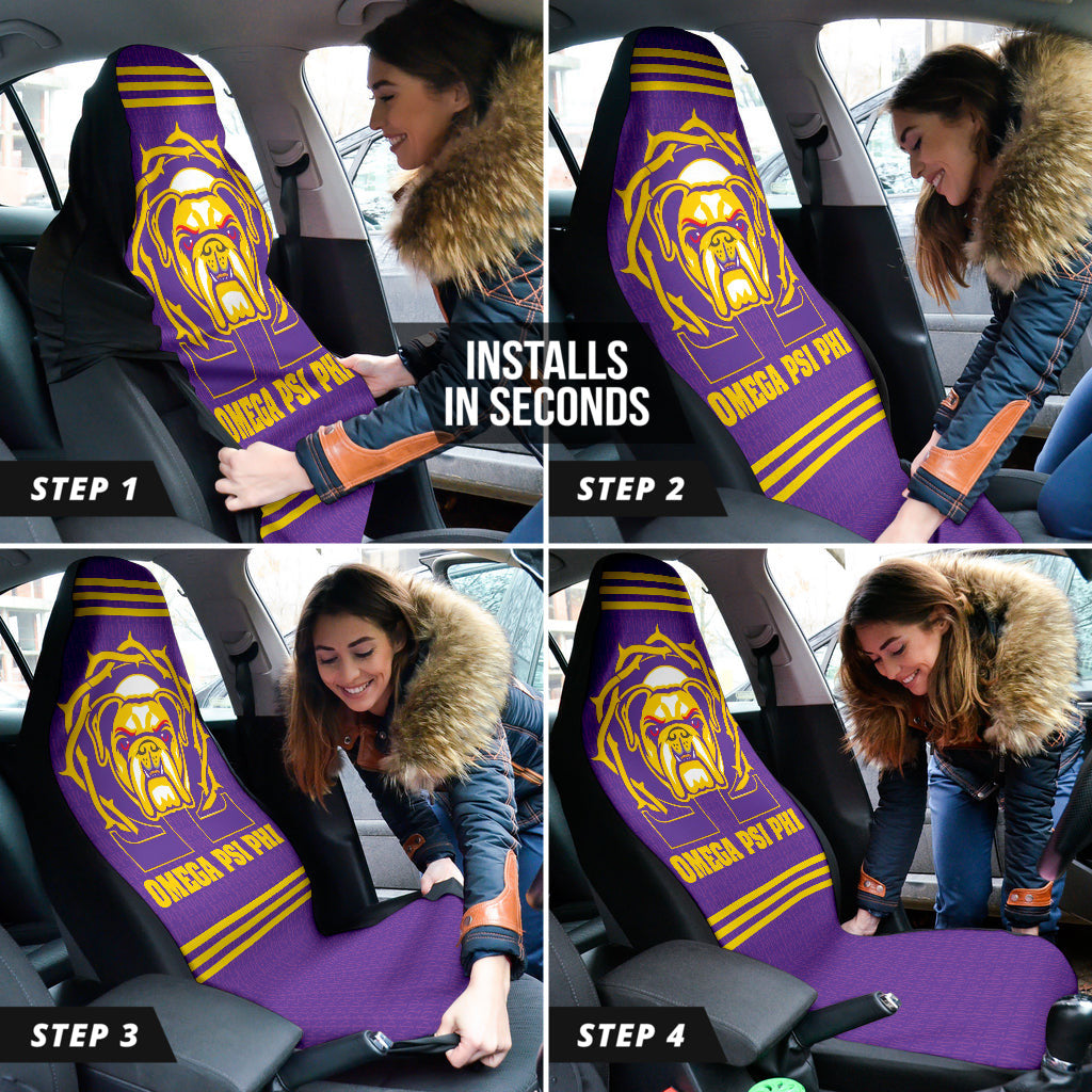 Omega Psi Phi BullDog Royal Purple Car Seat Covers
