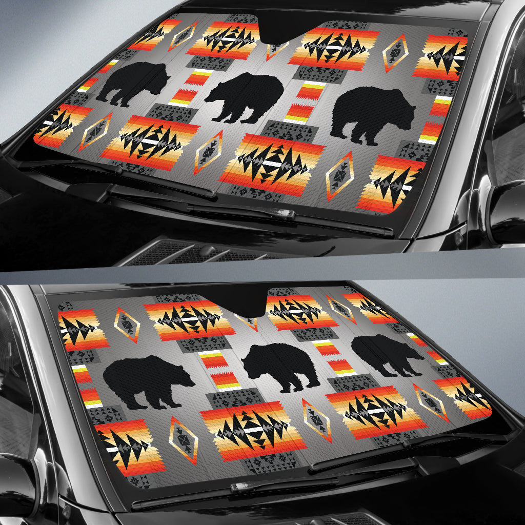 Seven Tribes Black And White Bear Car Auto Sun Shades