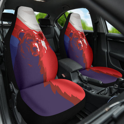 Bear Russia Flag Printed Car Seat Covers