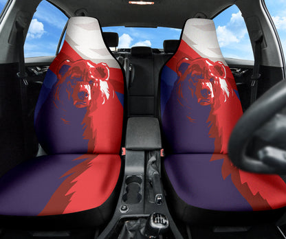 Bear Russia Flag Printed Car Seat Covers