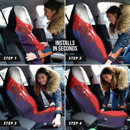 Bear Russia Flag Printed Car Seat Covers