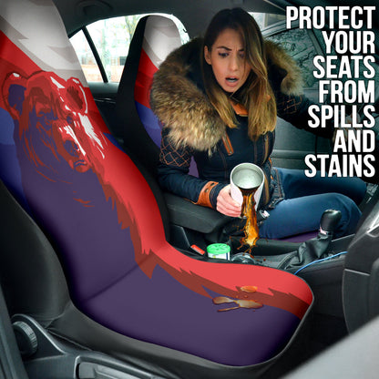 Bear Russia Flag Printed Car Seat Covers
